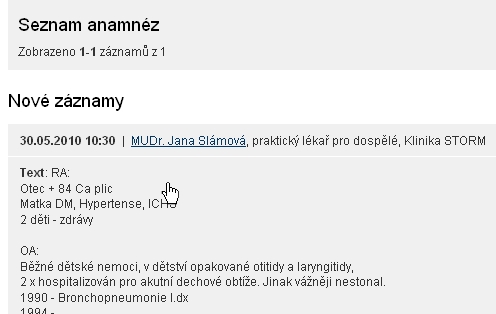 seznam anamnéz izip